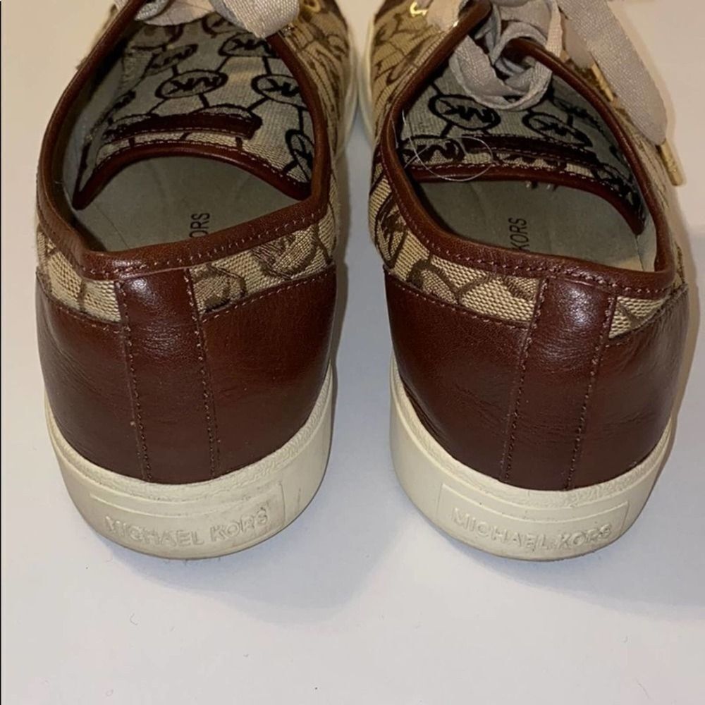 Michael Kors Sneakers MK Logo Tan Brown 8 - Picture 2 of 3